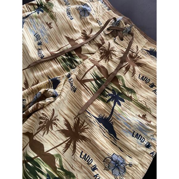 H&M Swimwear Yellow Tropical Island Theme Swim Shorts sz M - Picture 2 of 11